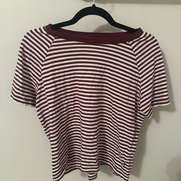 Levi's Burgundy and White Striped Tee - Picture 1 of 3